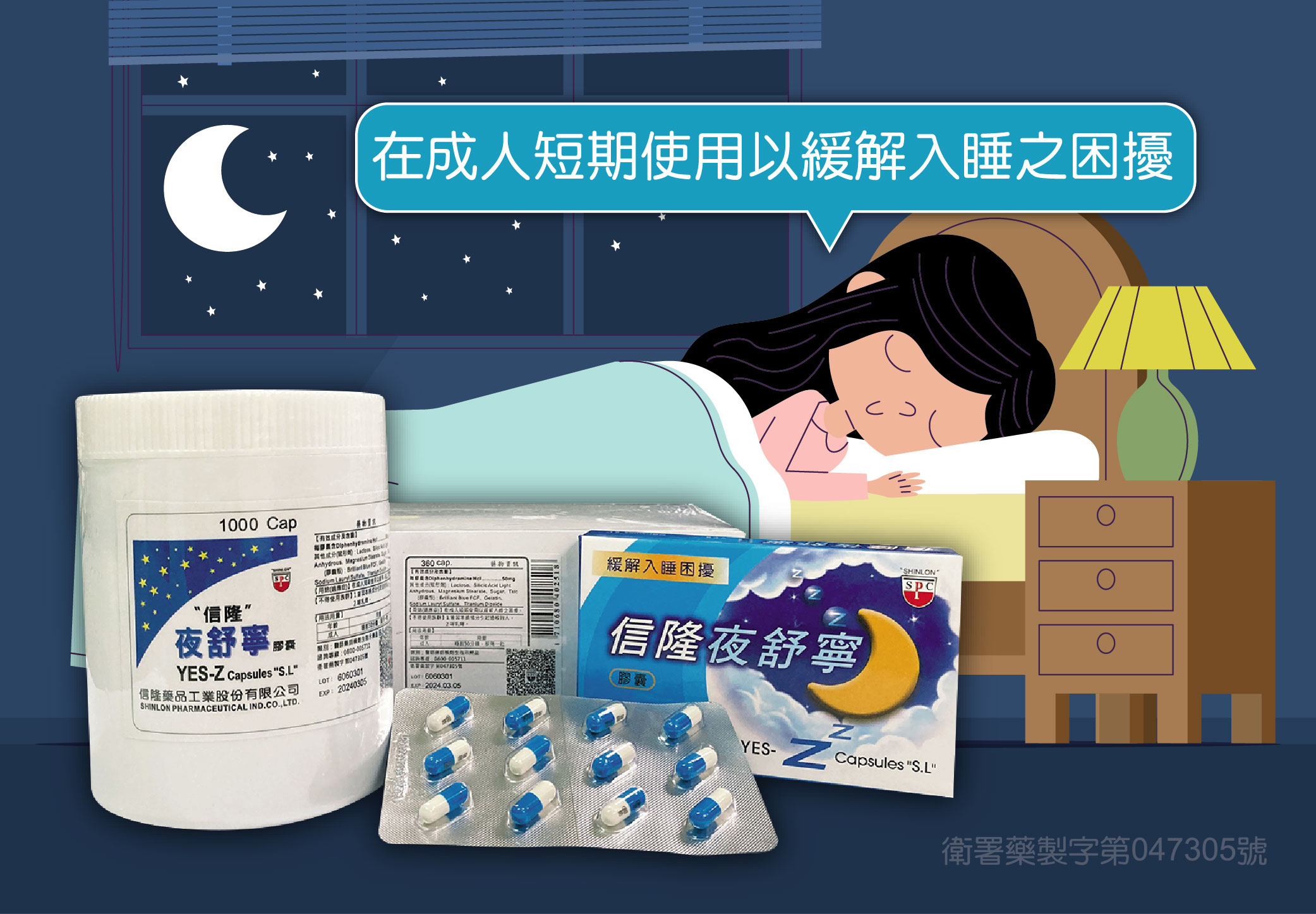 夜舒寧膠囊 Diphenhydramine HCl 50mg